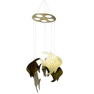 Vintage Brass 5 Tropical Fish Outdoor Wind Chime Made in Taiwan